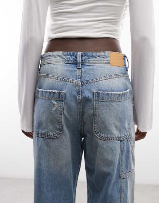 Monki vida arbetsjeans i blekt blå tvätt, 5 av 5