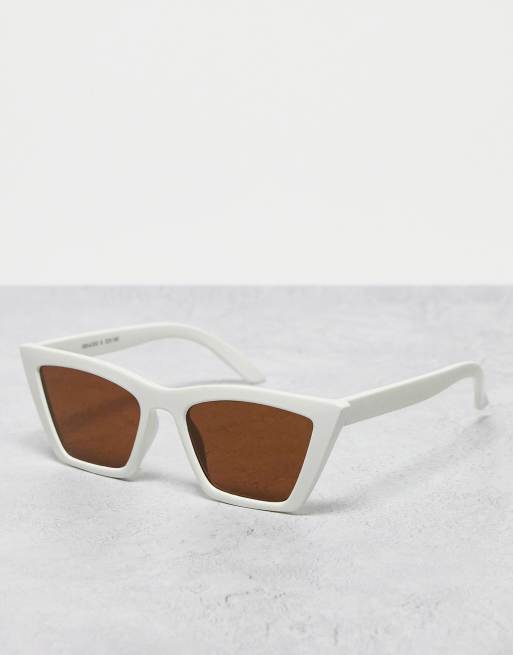 Monki - Vierkante cat eye zonnebril in wit