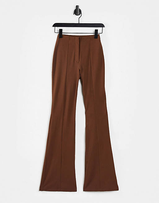 Monki Violet flare trousers in brown