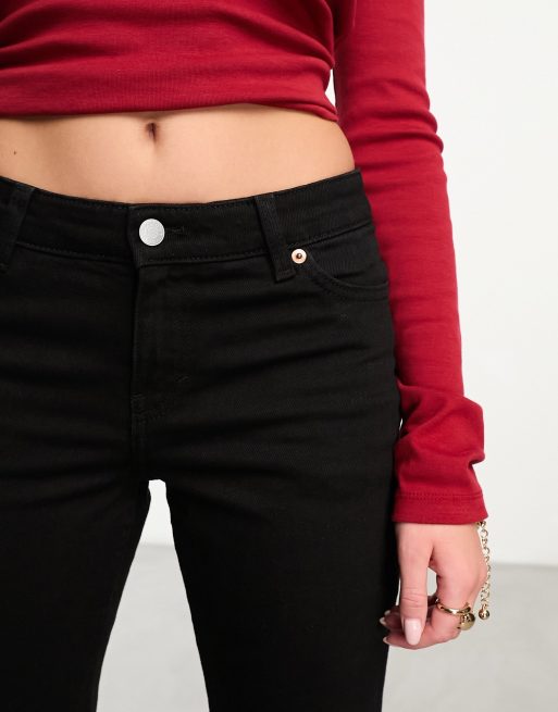 Monki Wakumi low rise boot cut jeans in dark black , 4 of 5