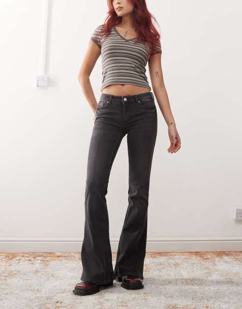 Monki Wakumi low waisted boot cut jeans in washed black - view 1
