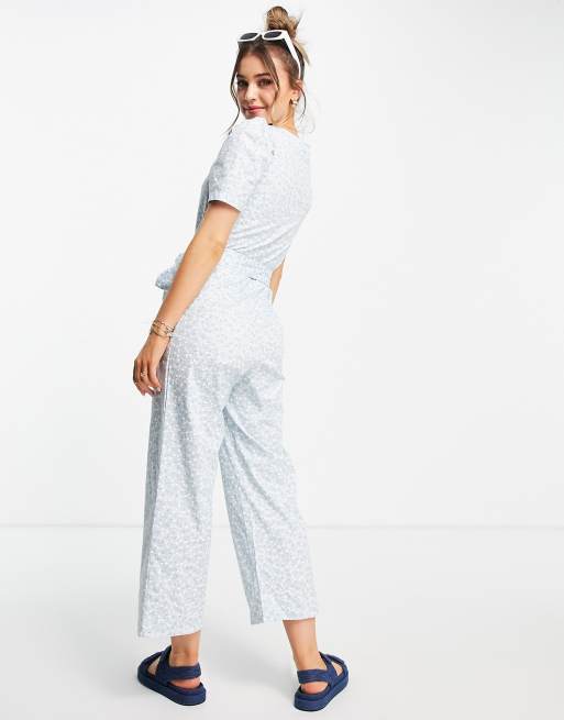 Monki Wanda jumpsuit with square neck in blue floral print, 2 of 4