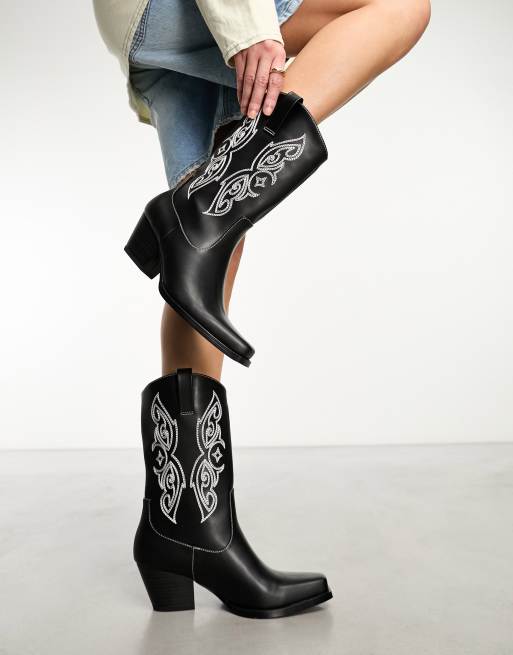 Monki western boots in black ASOS