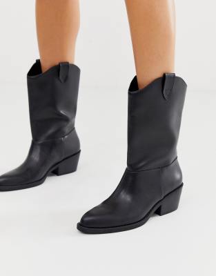 black cowboy style ankle boots