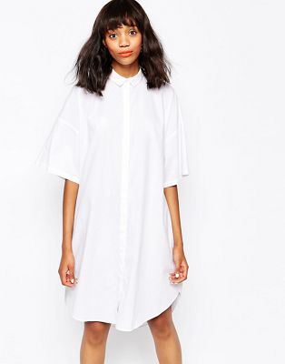monki white shirt dress