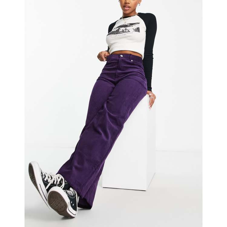 Monki flared leg corduroy pants in brown