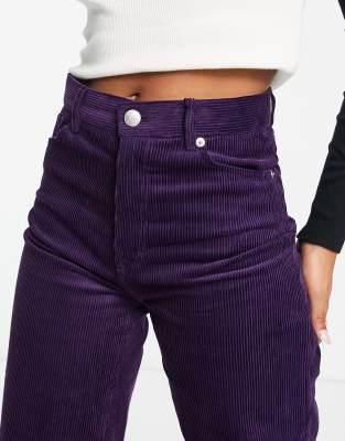 Monki wide leg corduroy pants in purple