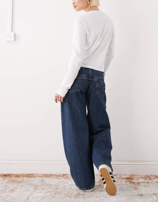 Monki wide leg jeans in mid wash blue, 3 of 5