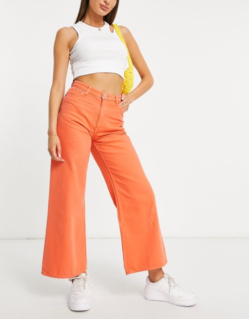 orange wide leg jeans