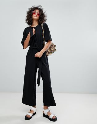 Monki wide leg jumpsuit in black | ASOS