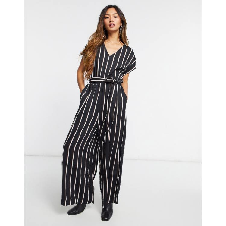 Monki wide leg jumpsuits in stripe