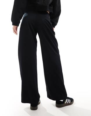 Monki wide leg low rise tailored pants in black