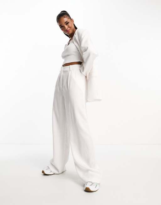 Monki wide leg pants in white - part of a set | ASOS