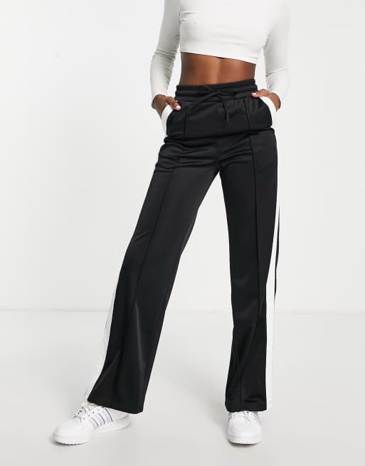 ASOS DESIGN wide leg tuxedo pants in black with side stripe