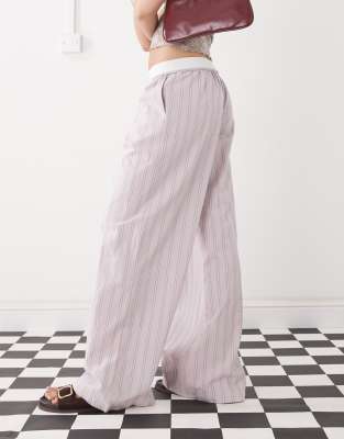 Shop Monki Wide Leg Pull On Pants With Foldable Waistband