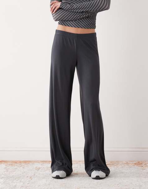 Monki wide leg soft touch pants in black - view 1