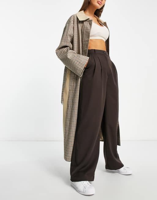 Wide Leg Trousers: Brown