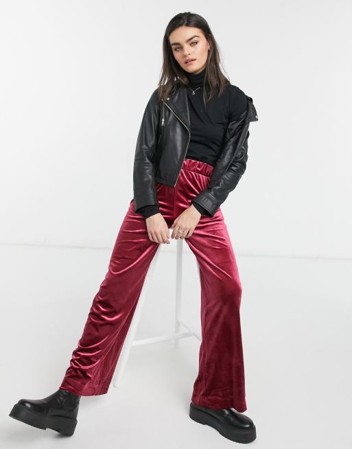 Yours Curve Plus Size Wide Leg Stretch Velvet Trousers