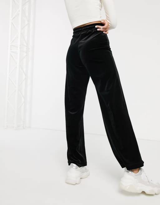 Monki wide leg velvet trousers in black | ASOS