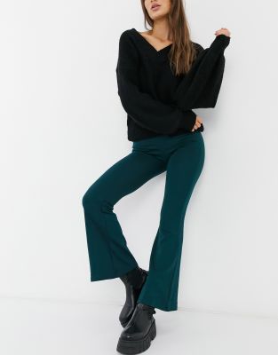 dark green flare pants