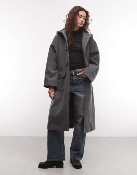 Monki wool blend duffle coat in gray - view 1