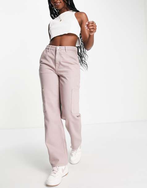 Monki workwear jeans in dusty pink - view 1