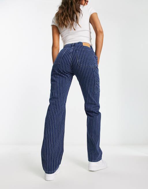 Blue and white sales pinstripe jeans