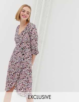 monki buttoned wrap dress