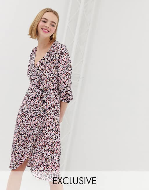 Monki buttoned sales wrap dress