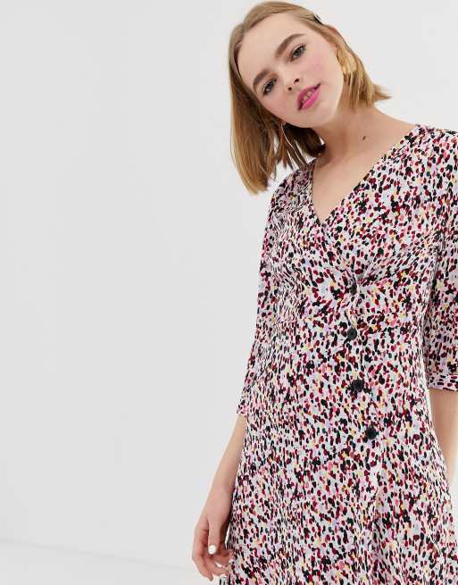 Monki buttoned wrap store dress