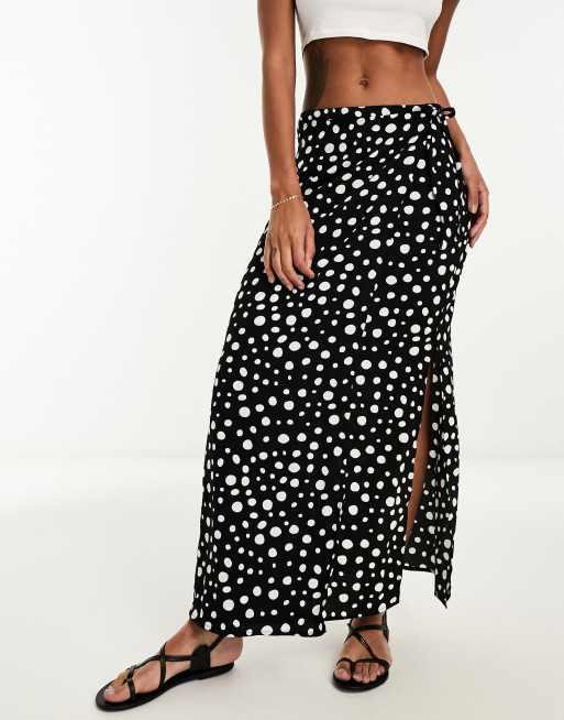 Boohoo Polka Dot Wrap Skirt Midi Pleated Skirts Polka Dot Midi - Main Image