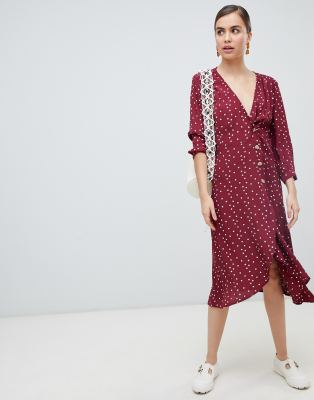 burgundy spot dress