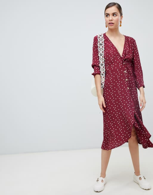 Monki buttoned 2025 wrap dress