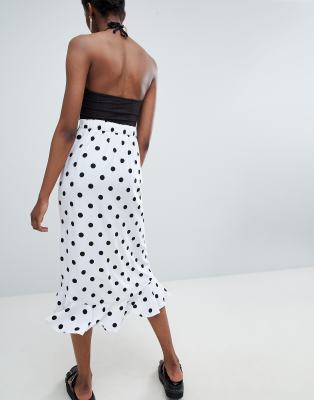 polka dot wrap skirt midi