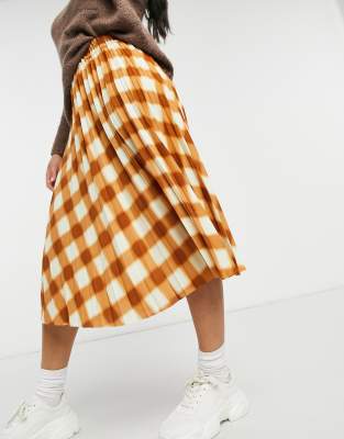 monki plaid midi skirt