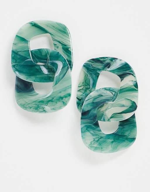 Monki Yara marble earrings in green | ASOS