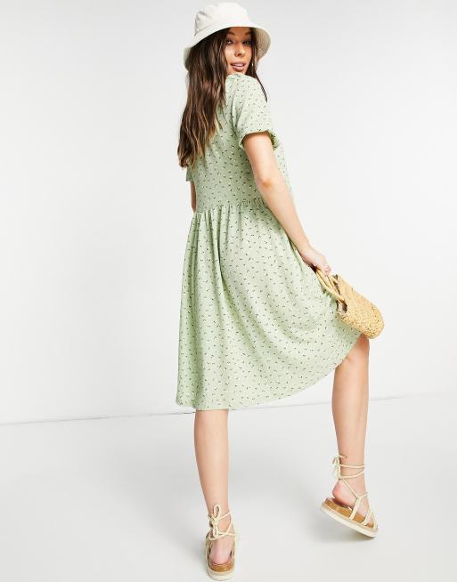 Monki Yoana midi wrap dress in green floral print - MBLUE, 2 of 4