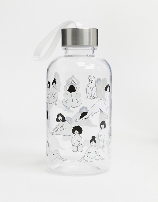 Monki yoga print water bottle