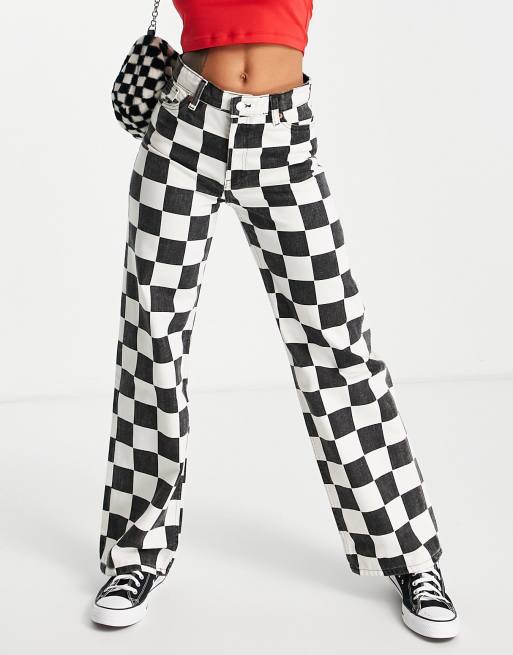 Checkered hot sale denim pants