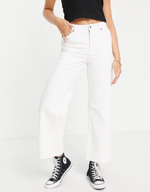 White cropped wide leg hot sale jeans