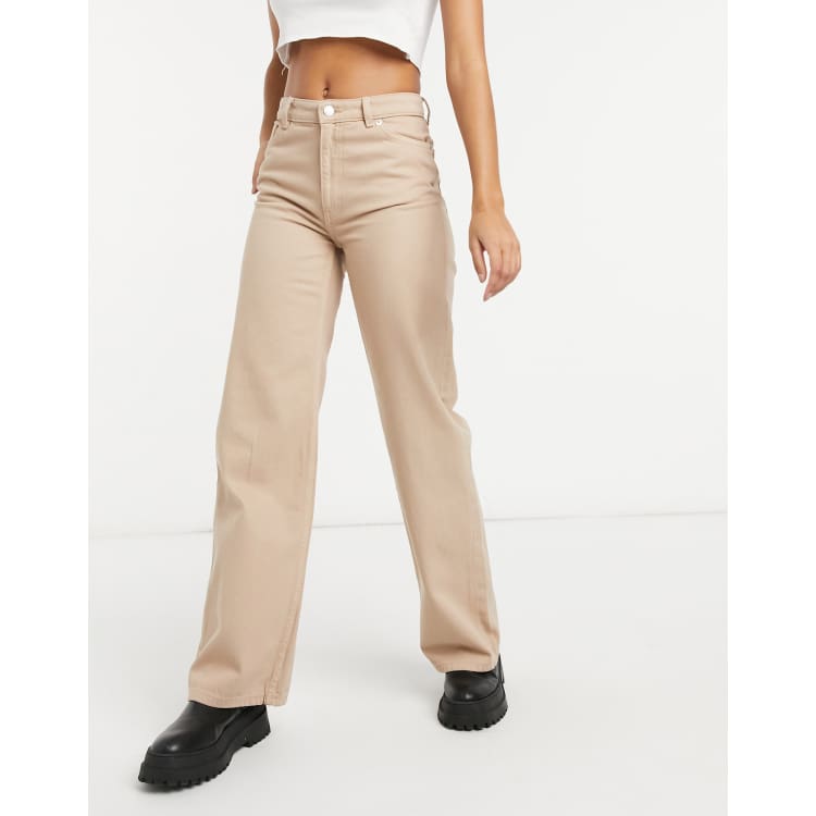 Monki Yoko cotton wide leg jeans in beige BEIGE ASOS