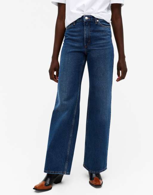 Monki Yoko cotton wide leg jeans in classic - MBLUE | ASOS