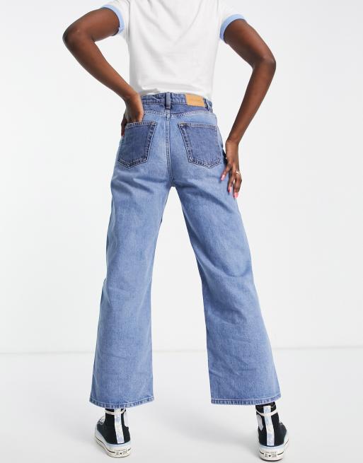 Monki Yoko Wide Leg Jeans With Organic Cotton in Green