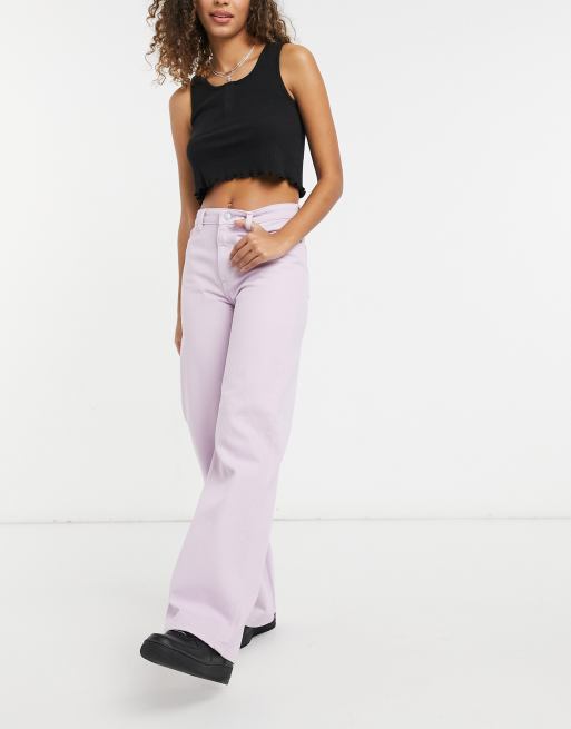 Monki - Yoko - Jeans a fondo ampio in cotone lilla - PURPLE