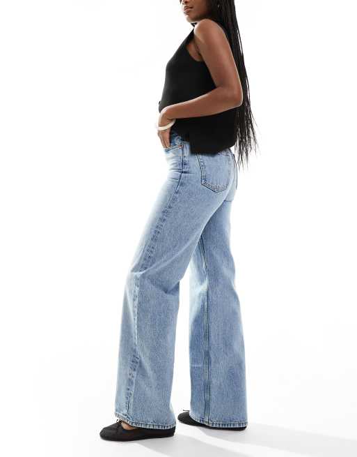 Monki - Yoko - Jeans met wijde pijpen en hoge taille in middenblauw, 3 van 5