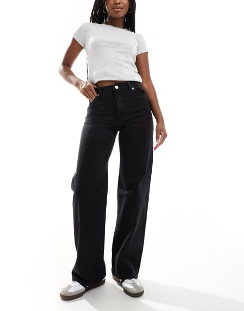 Monki - Yoko - Jeans met wijde pijpen en hoge taille in zwart - view 1