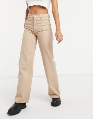 Monki - Yoko - Jeans van biologisch katoen met wijde pijpen in beige |  CdsprovidenciaShops