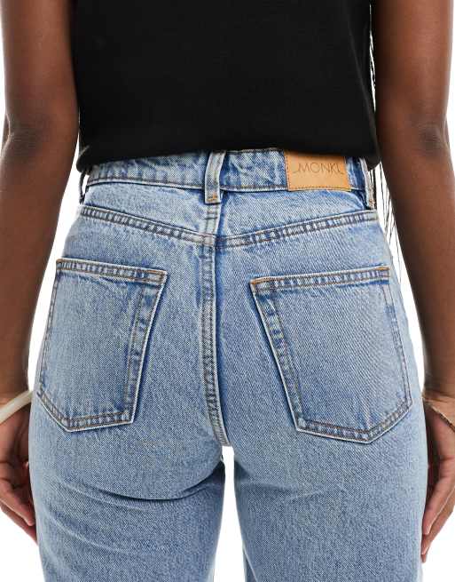 Monki – Yoko – Niebieskie jeansy z szerokimi nogawkami i wysokim stanem, 4 z 5