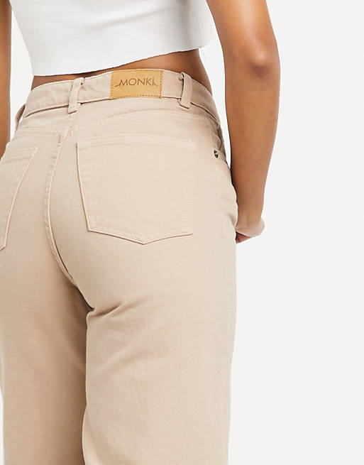 Jeans Monki Yoko organic cotton wide leg jeans in beige 