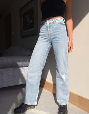 wide light blue jeans